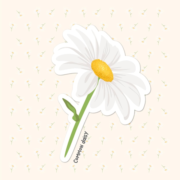 Ilustración vectorial de una pegatina de flor de margarita