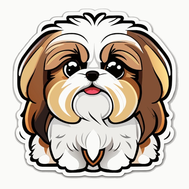 Ilustración vectorial de la pegatina maltesa Shih Tzu