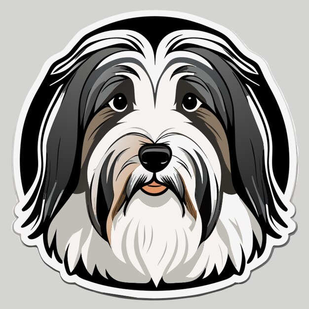 Ilustración vectorial de pegatinas de collies barbudos