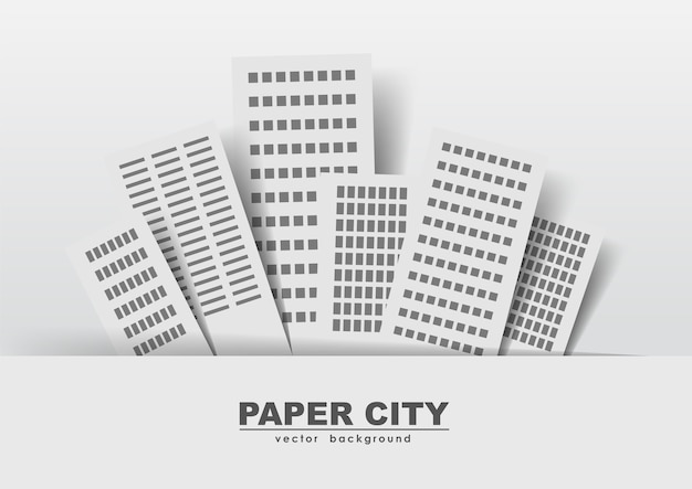 Ilustración vectorial: pegatinas de edificios de papel, ciudad.