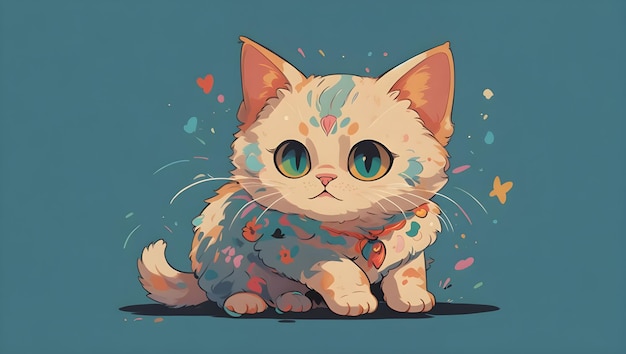 Ilustración vectorial de pegatinas de gatos de dibujos animados