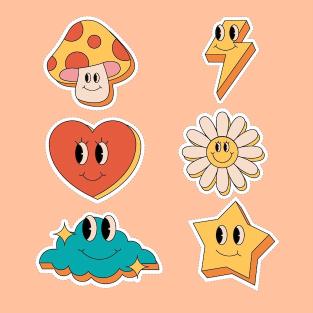 Ilustración vectorial de pegatinas graciosas