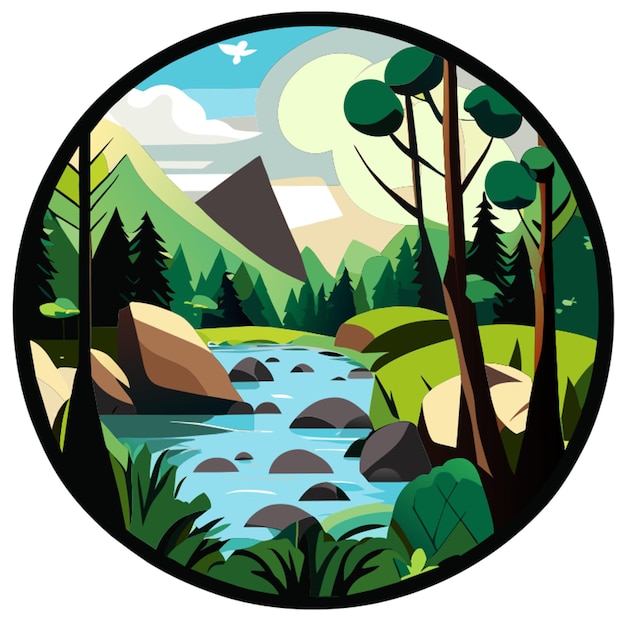 Ilustración vectorial de pegatinas de paisajes de parques naturales