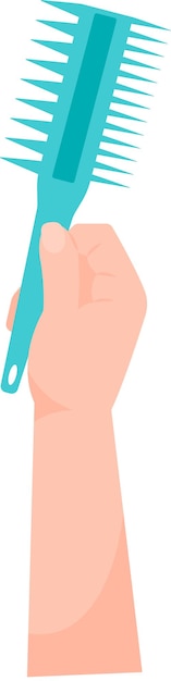 Ilustración vectorial del peine de pelo con la mano