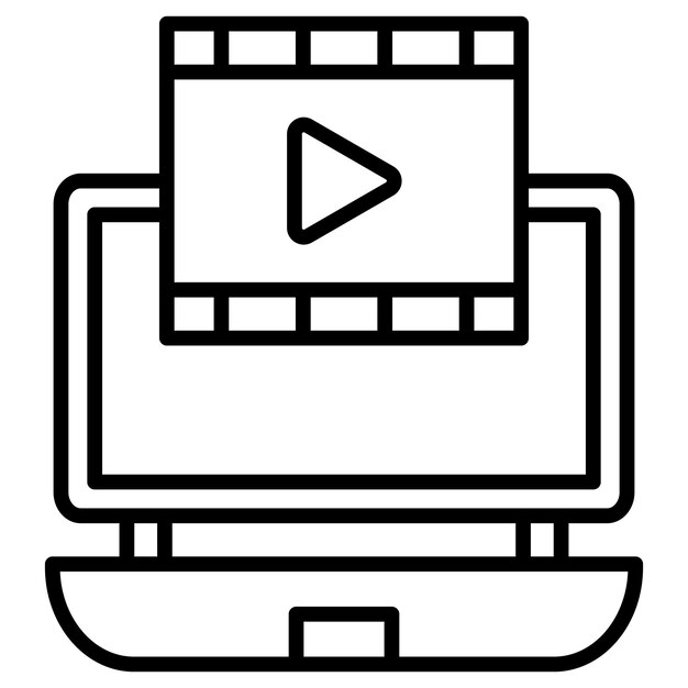 Ilustración vectorial de la película en el portátil