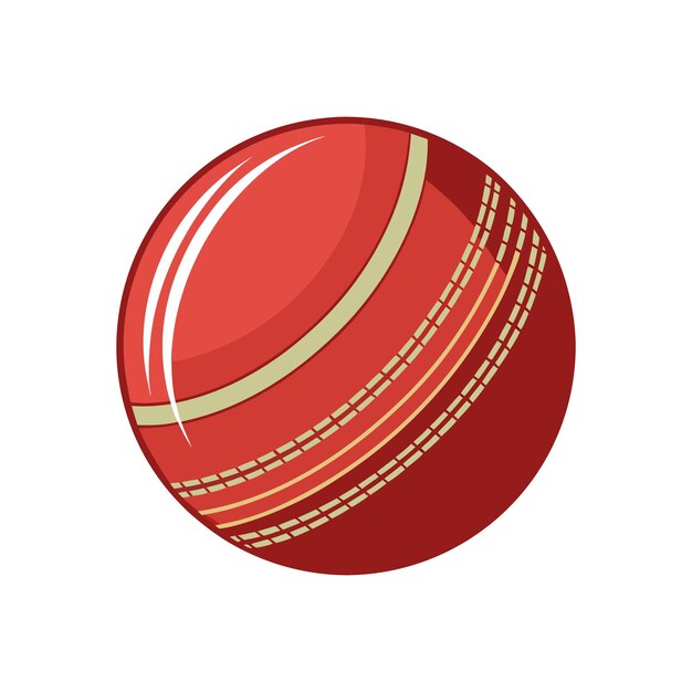 Una ilustración vectorial de una pelota de cricket deportivo aislada sobre un fondo blanco