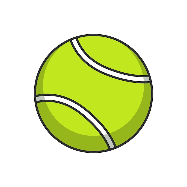 Ilustración vectorial de una pelota de tenis aislada sobre un fondo blanco