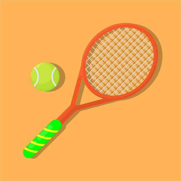 ilustración vectorial de una pelota de tenis y su raqueta