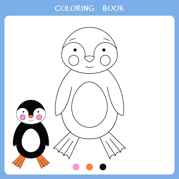 Vector ilustración vectorial de penquin para colorear libro