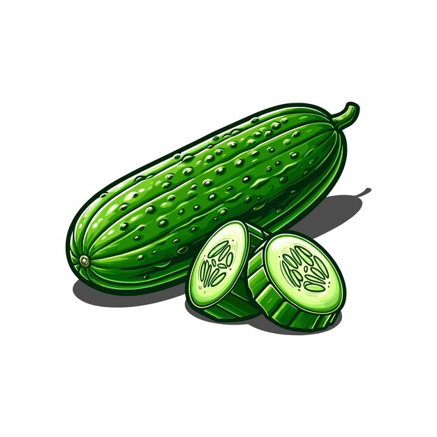 Vector ilustración vectorial de un pepino fresco