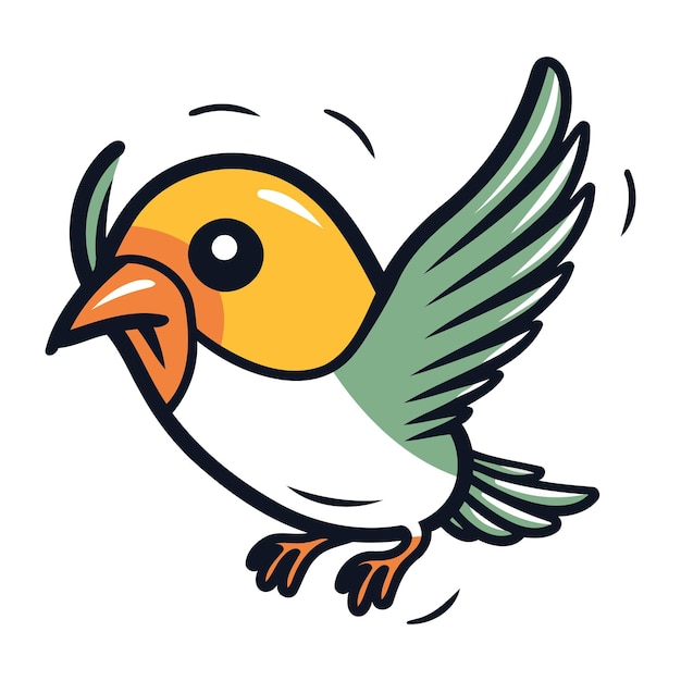 Ilustración vectorial de un pequeño pájaro lindo aislado sobre un fondo blanco