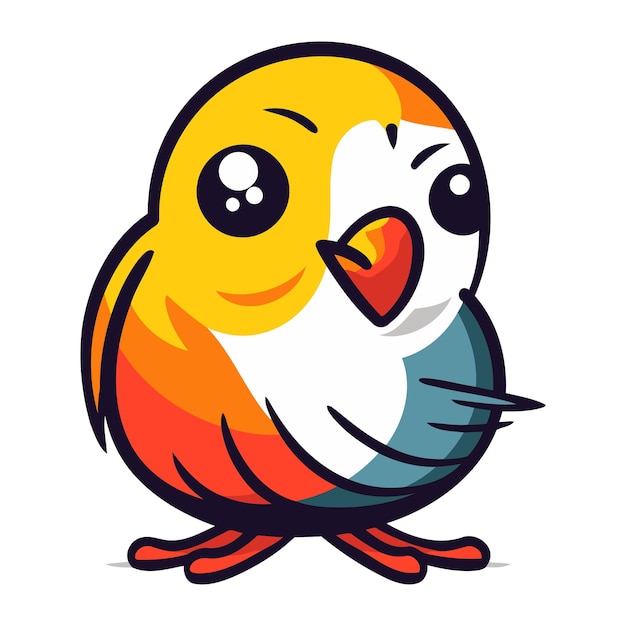 Ilustración vectorial de un pequeño pájaro lindo aislado sobre un fondo blanco