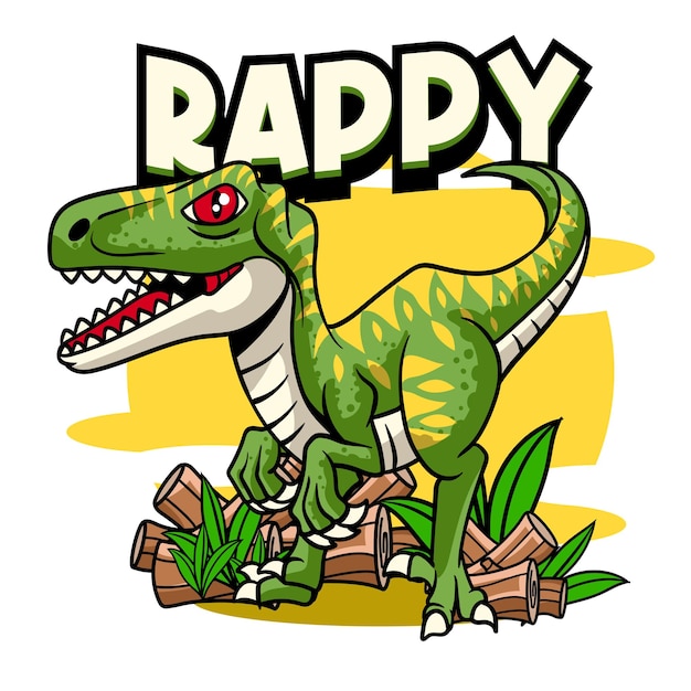 Ilustración vectorial de un pequeño raptor con una ilustración linda disponible para el diseño de camisetas