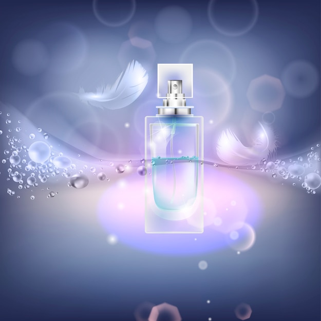 Vector ilustración vectorial de un perfume de estilo realista.