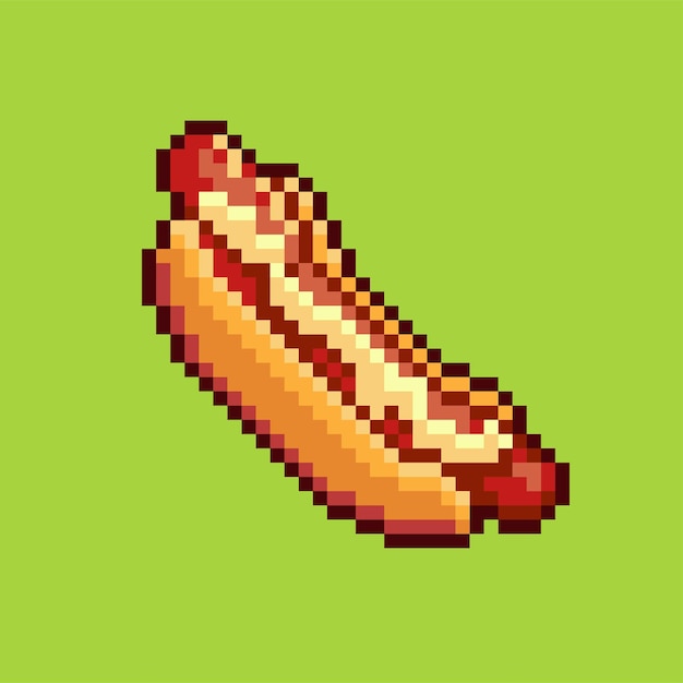 Ilustración vectorial de perrito caliente de 8 píxeles Objeto aislado