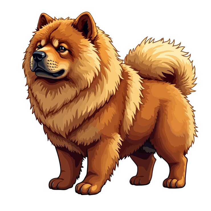 Vector una ilustración vectorial de perro chow chow de dibujos animados