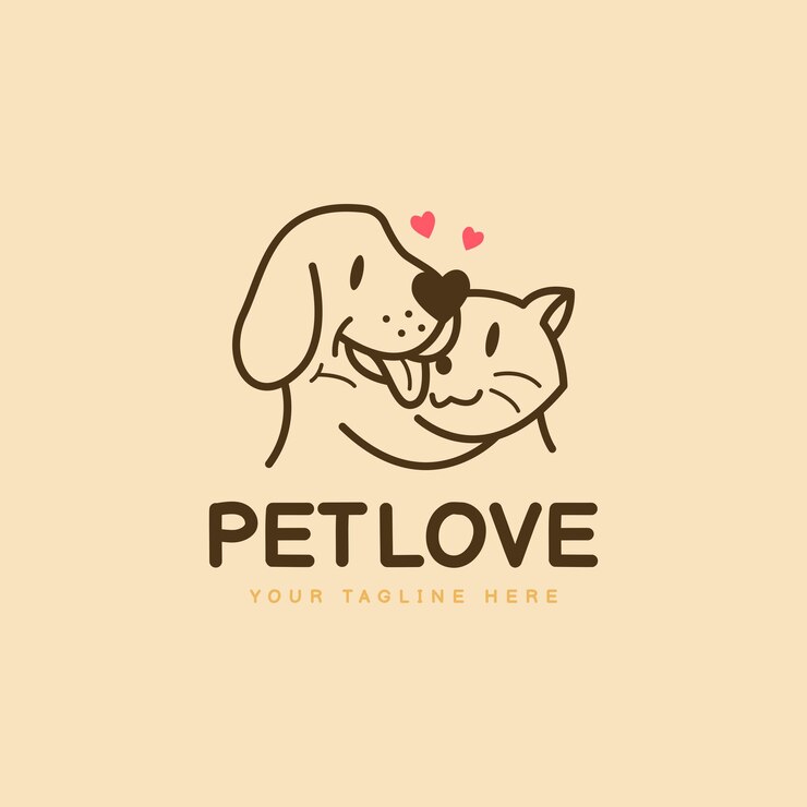 Ilustración vectorial de perro y gato Diseño de logotipo de amor por mascotas 2