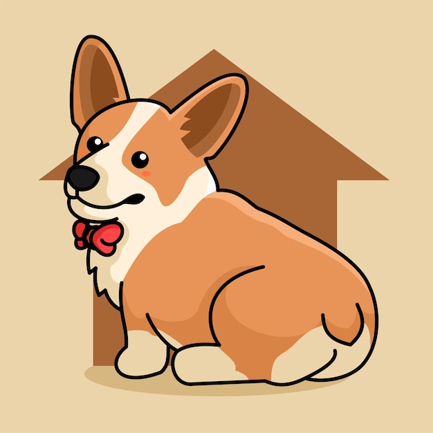 Ilustración vectorial de un perro lindo sentado