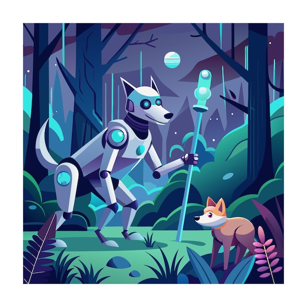 Ilustración vectorial de perro robótico