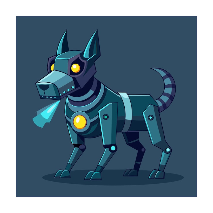 Vector ilustración vectorial de perro robótico