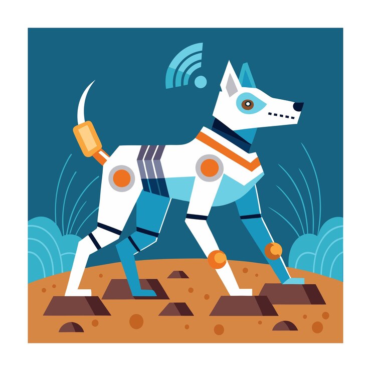 Vector ilustración vectorial de perro robótico