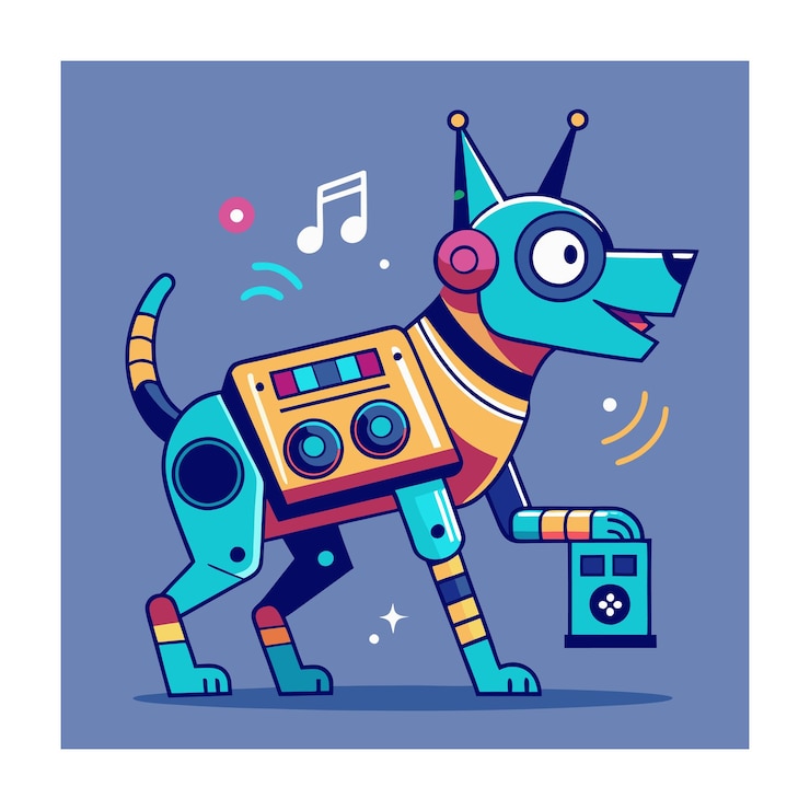 Vector ilustración vectorial de perro robótico