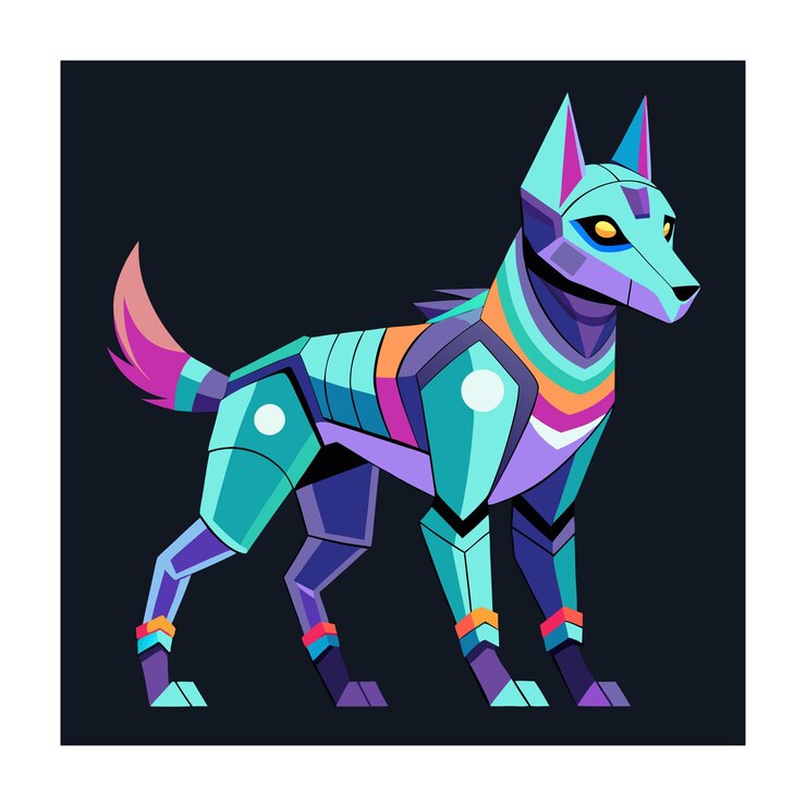 Vector ilustración vectorial de perro robótico