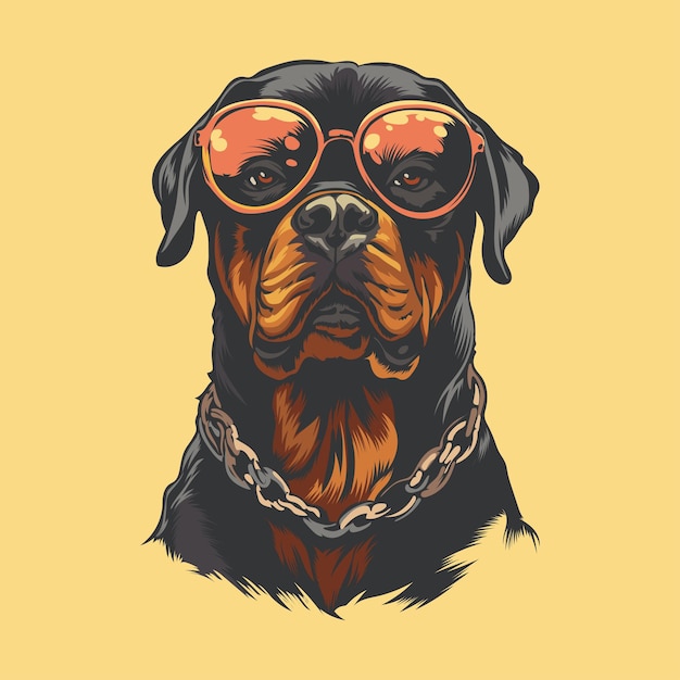 Ilustración vectorial del perro Rottweiler.