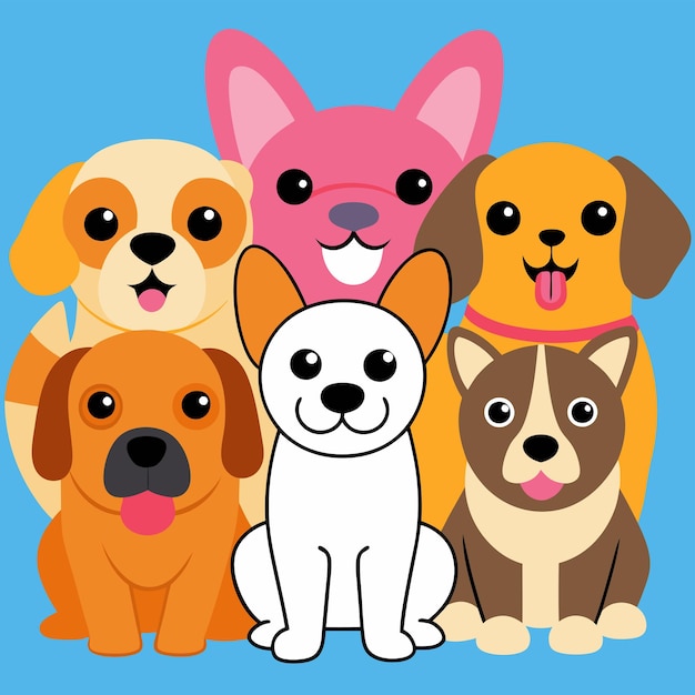 Ilustración vectorial de perros Clipart de dibujos animados y diseño de arte de línea Arte vectorial para perros de alta calidad