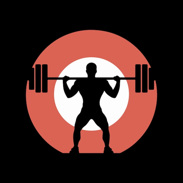 Ilustración vectorial de una persona levantando una barra en un gimnasio