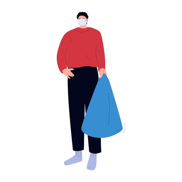 ilustración vectorial de una persona que lleva bolsas de compras