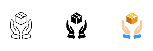 Una ilustración vectorial de una persona que sostiene una caja que representa el transporte y la entrega de bienes o paquetes Conjunto vectorial de iconos en línea estilos negros y coloridos aislados