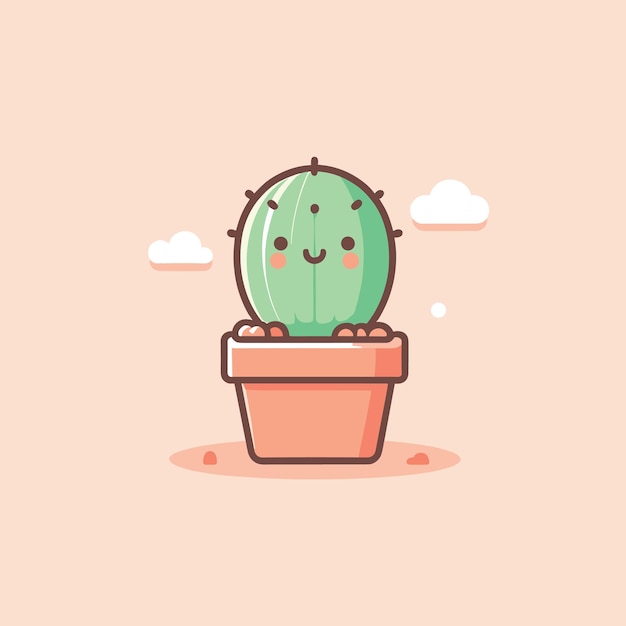 Ilustración vectorial de un personaje de cactus gracioso