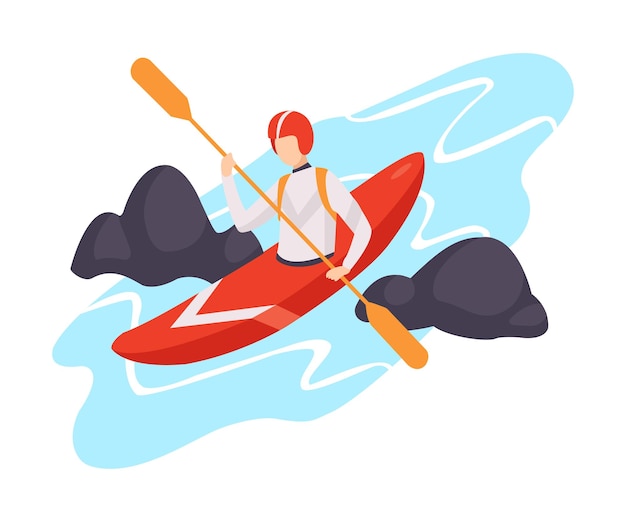 Vector ilustración vectorial de un personaje en canoa aislado sobre un fondo blanco