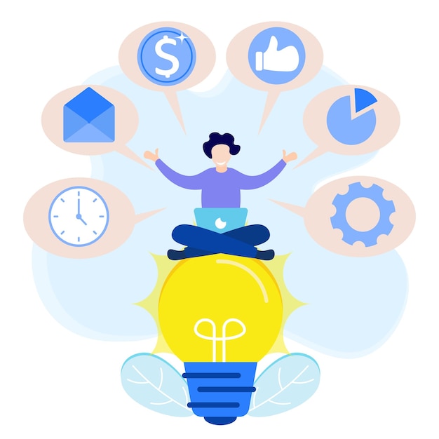 Ilustración vectorial personaje de dibujos animados gráfico de habilidades empresariales