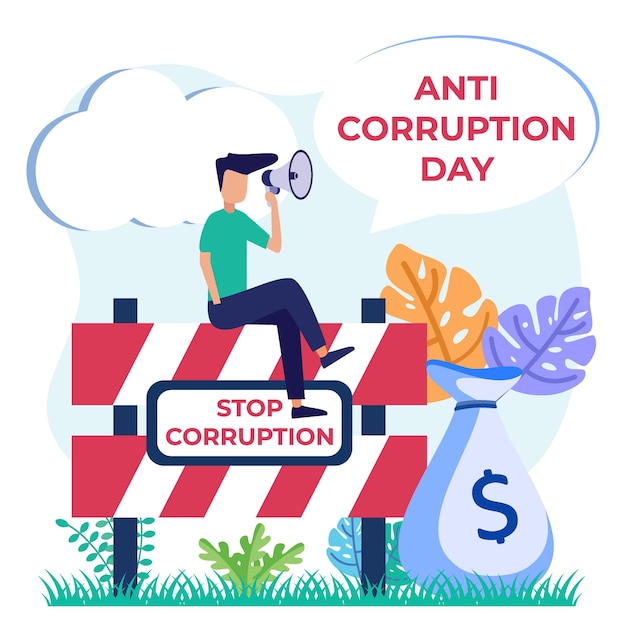 Ilustración vectorial personaje de dibujos animados gráficos del día anticorrupción