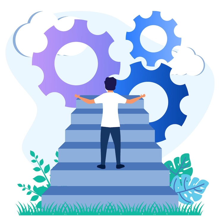 Vector ilustración vectorial personaje de dibujos animados gráficos de evaluar el desempeño de los empleados de recursos humanos