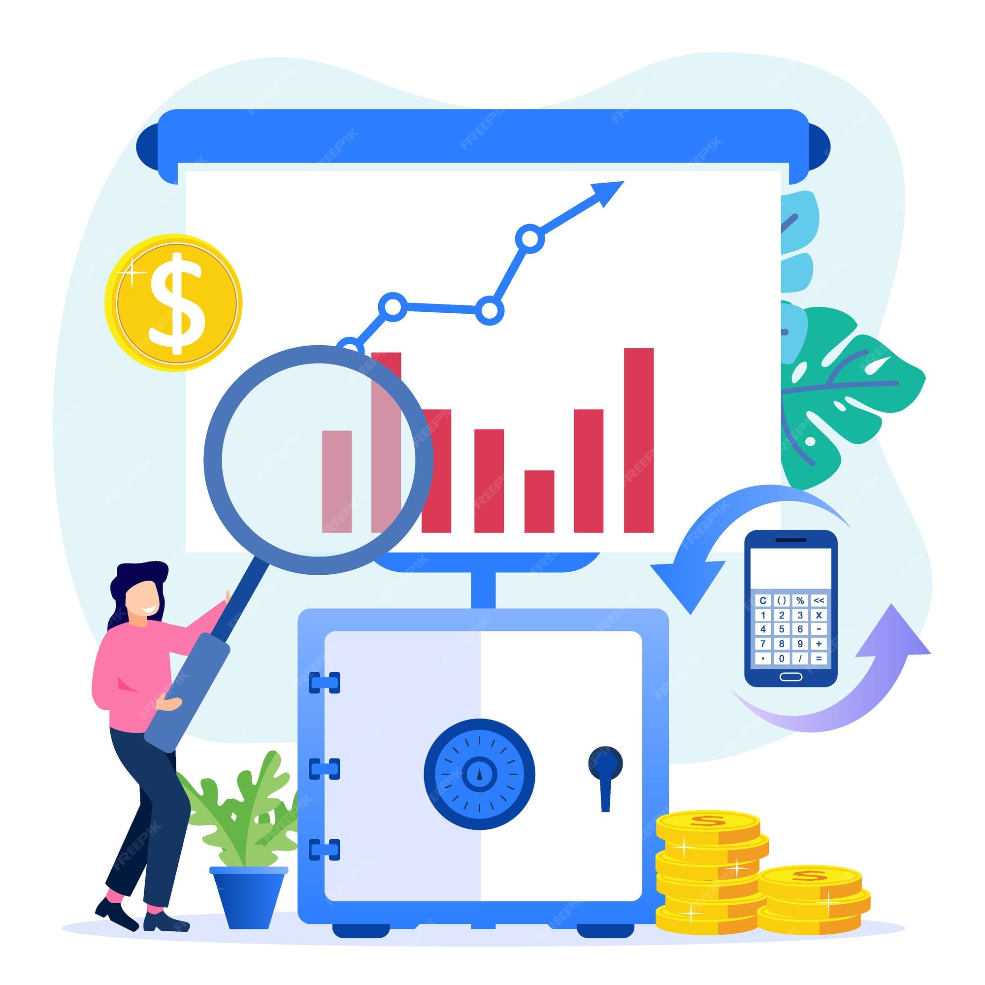 Ilustración vectorial personaje de dibujos animados gráficos del mercado de valores | Vector Premium Ilustración vectorial personaje de dibujos animados gráficos del mercado de valores | Vector Premium