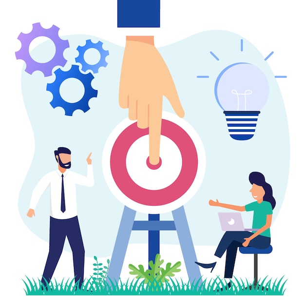 Ilustración vectorial personaje de dibujos animados gráficos de la precisión del objetivo empresarial