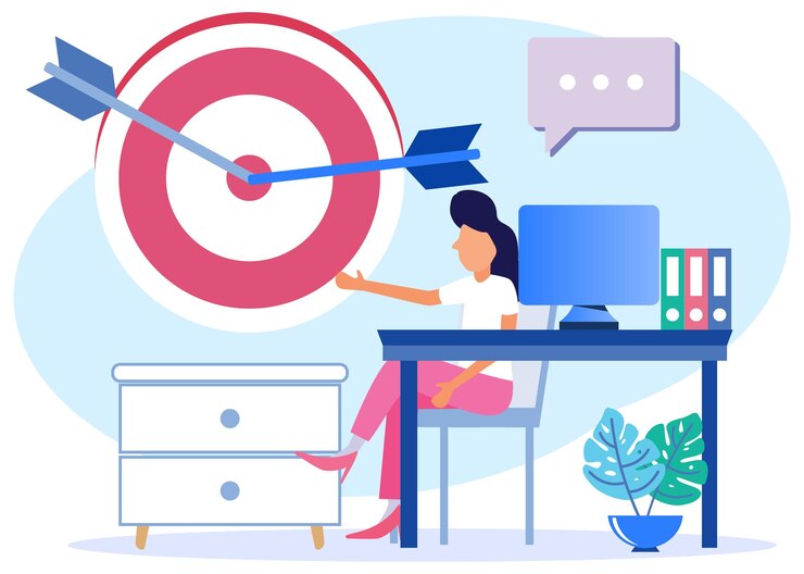 Vector ilustración vectorial personaje de dibujos animados gráficos de la precisión del objetivo empresarial