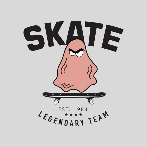 Ilustración vectorial personaje de dibujos animados skateboarding Diseño vectorial para prendas de vestir imprime carteles y o