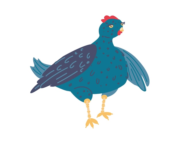 Ilustración vectorial El personaje es un pollo negro