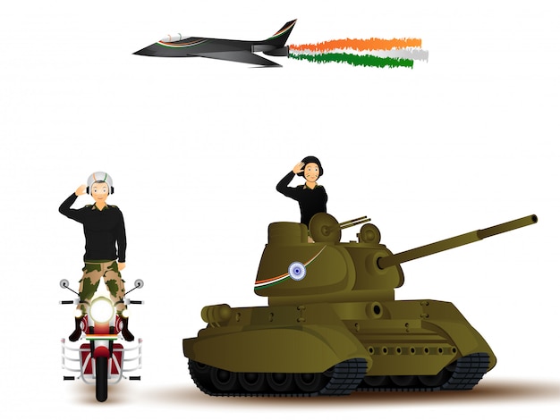 Ilustración vectorial de personaje de hombres del ejército en pose saludando con