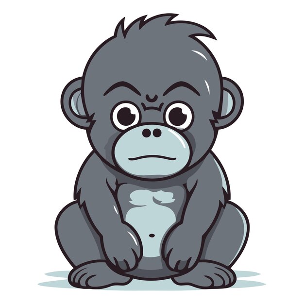 Ilustración vectorial del personaje de la mascota de dibujos animados Gorilla Sitting