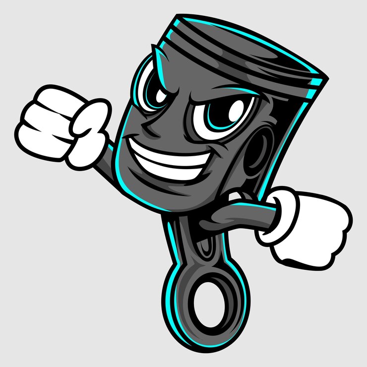 Ilustración vectorial del personaje de la mascota del pistón