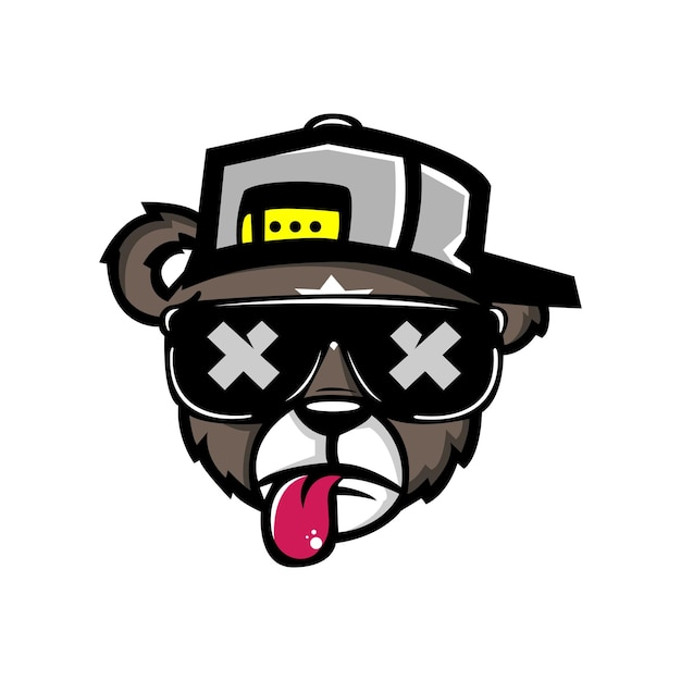 Vector ilustración vectorial de un personaje de perro con gafas y sombrero