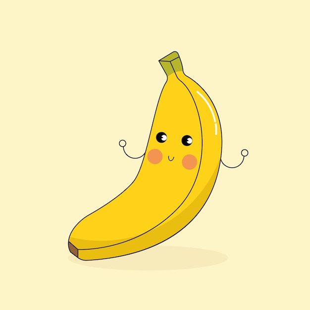 Ilustración vectorial del personaje del plátano feliz