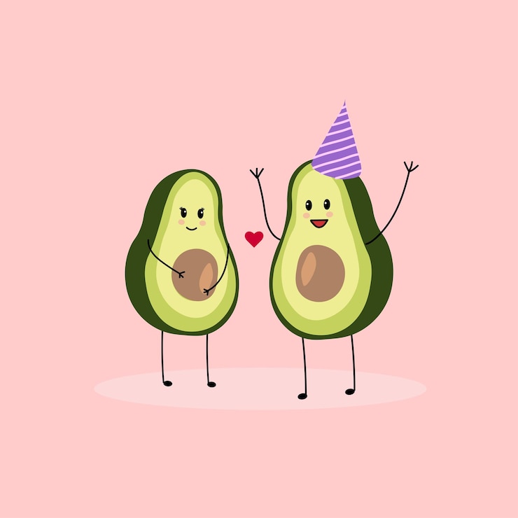 Vector ilustración vectorial de personajes de aguacate regocijo en el embarazo