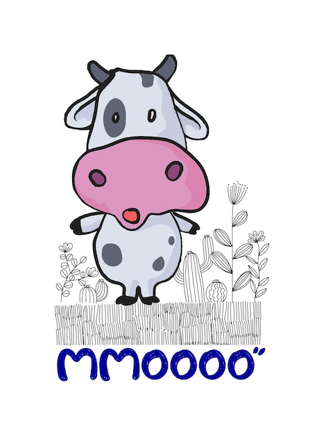 Ilustración vectorial de personajes animales de dibujos animados de vacas y ganado Colección de animales domésticos