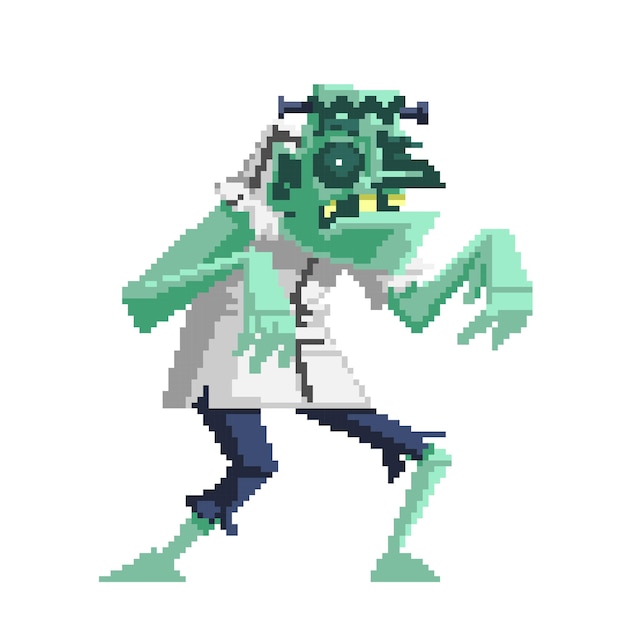 Ilustración vectorial de personajes de arte de píxeles estilo 8bit juego 2D superhéroe mago juego activo pixelado